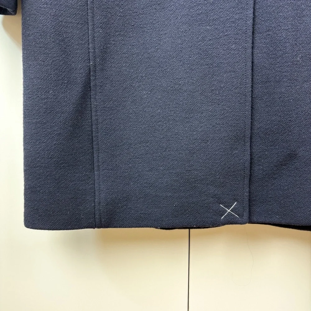 J. Crew Topcoat Ruffle Pockets Italian Double Cloth Wool Navy Blue Size 6 Lady - Picture 9 of 9